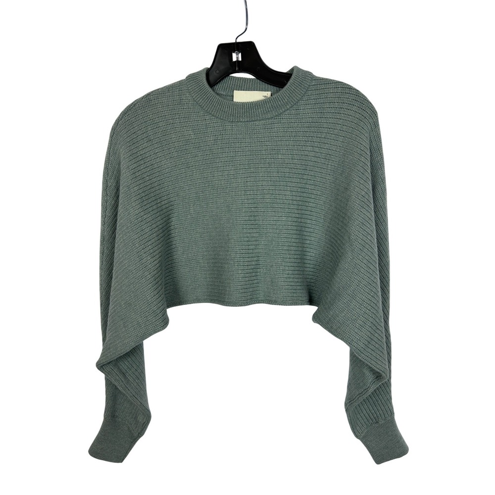 Wilfred Free Aritzia Sage Green Ribbed Cropped Sweater Balletcore Minimalist XS